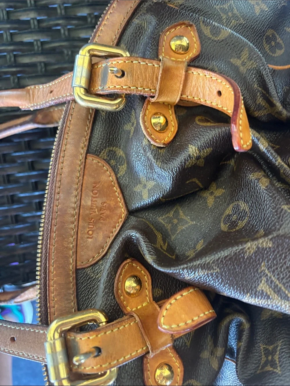 Louis Vuitton Monogram Canvas Handbag - Brown with Tan Trim